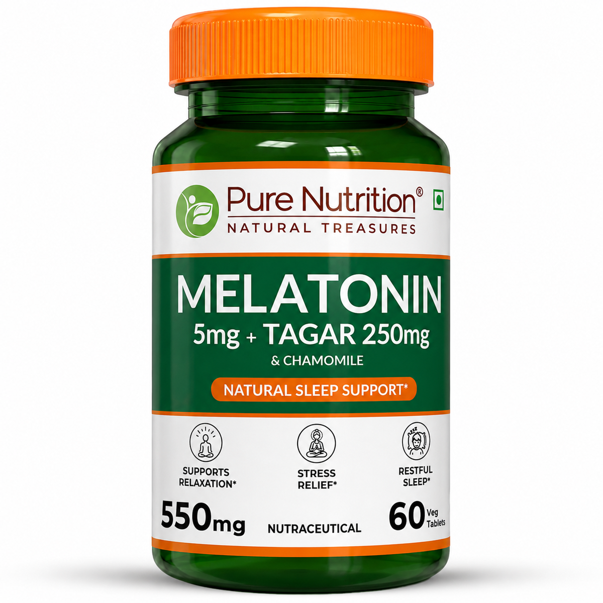 Pure Nutrition Melatonin Sustained Release Tablet - 550mg - 60 Veg Tablet
