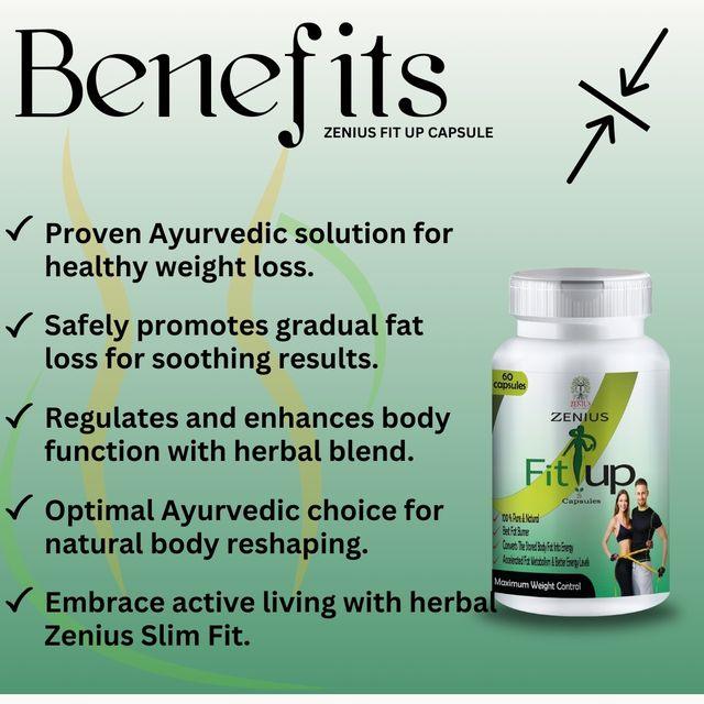 Zenius Fit Up Capsules - Weight Loss Capsules for fat burner, Fat Loss, and Slimming - 60 Capsules