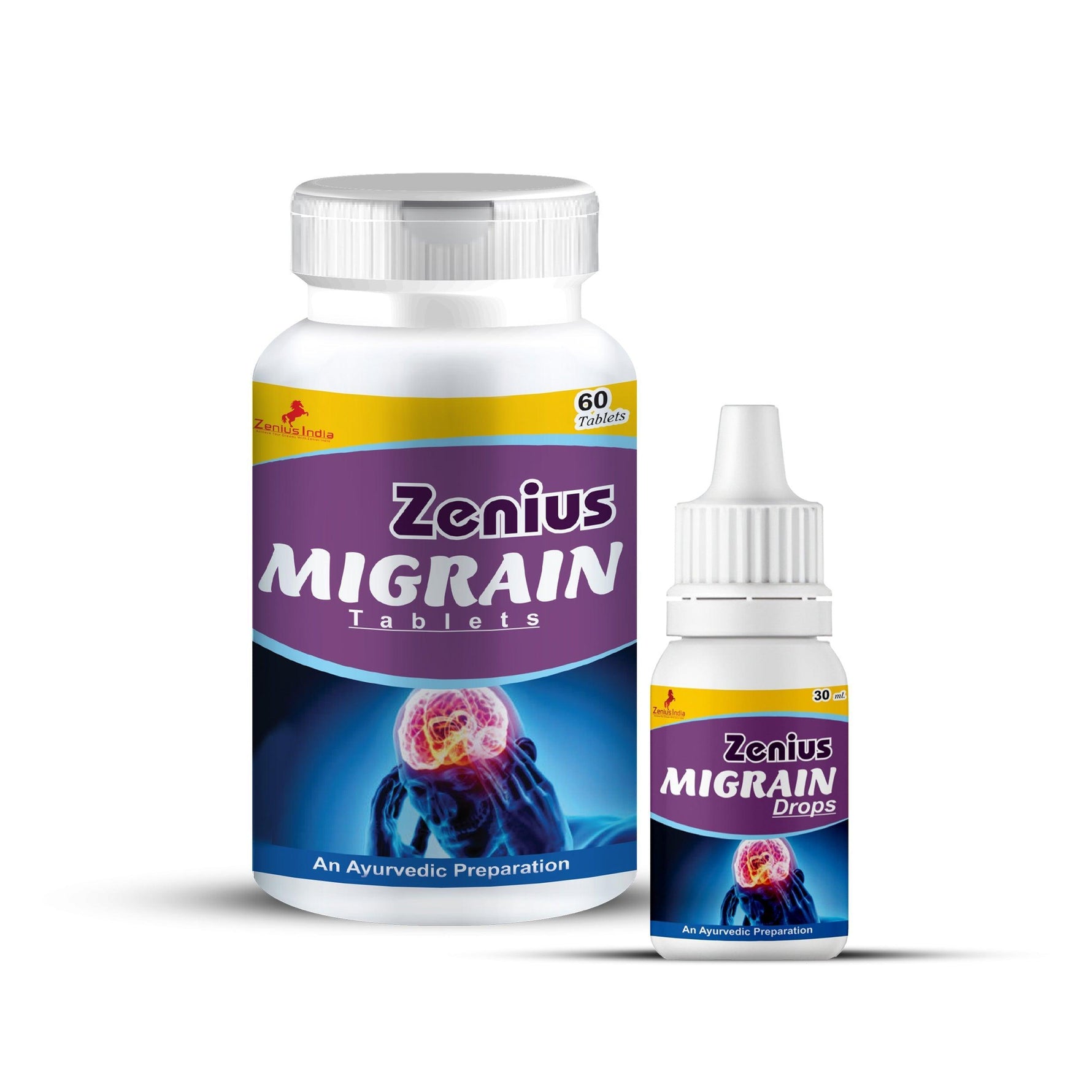 Zenius Combo Pack of Migrain Tablet & Migrain Drops