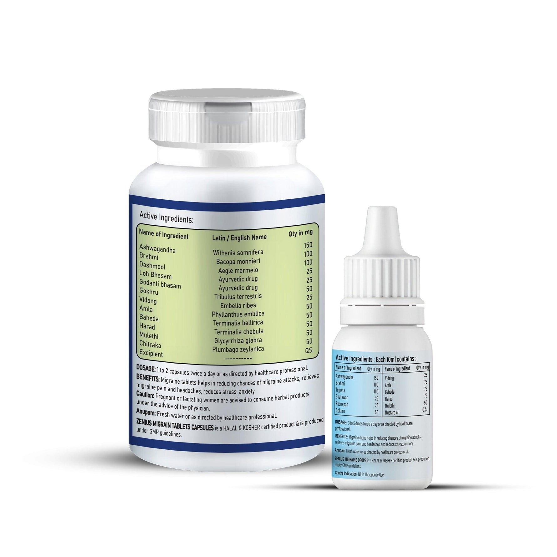 Zenius Combo Pack of Migrain Tablet & Migrain Drops