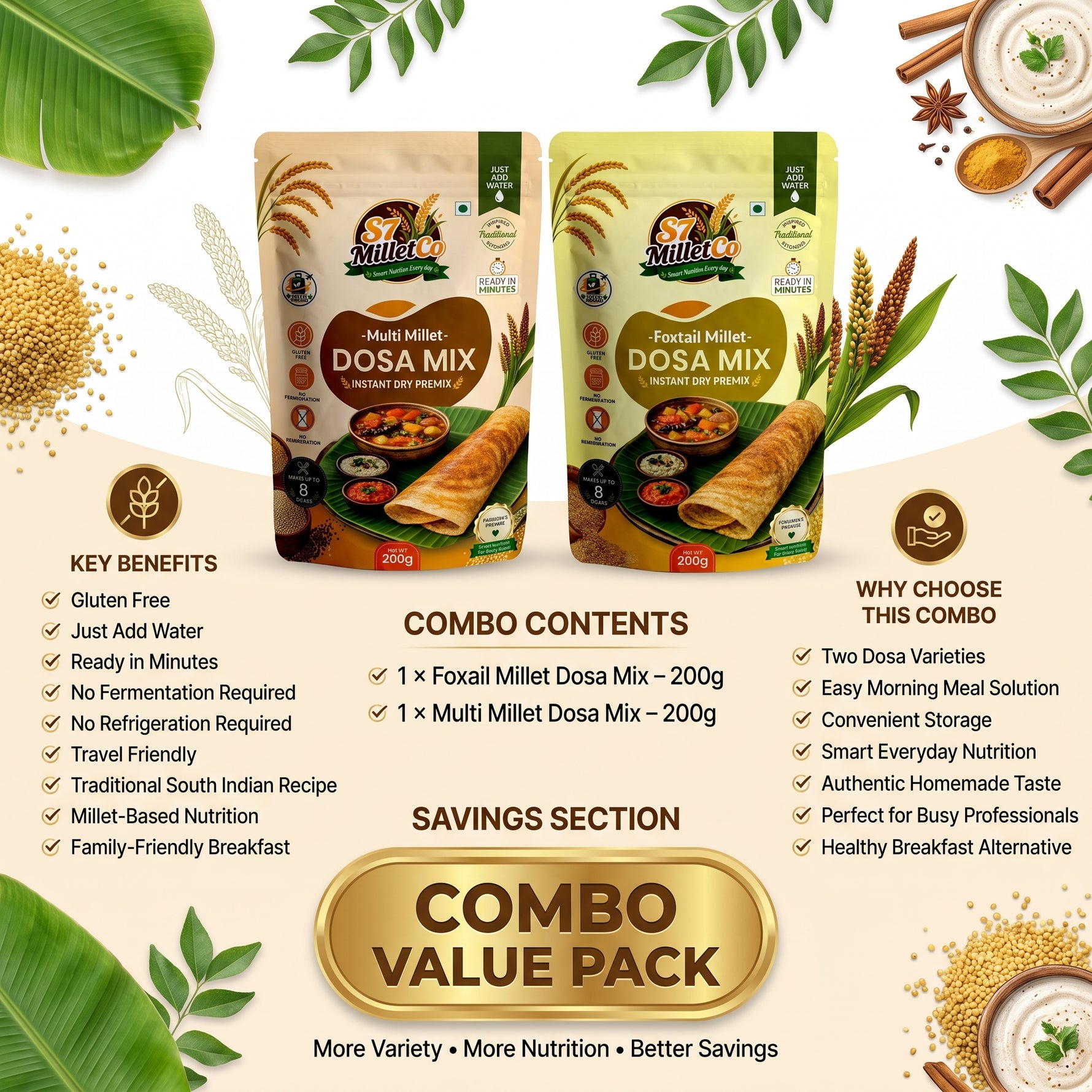S7 Millet Dosa Duo | Just Add Water | 400g