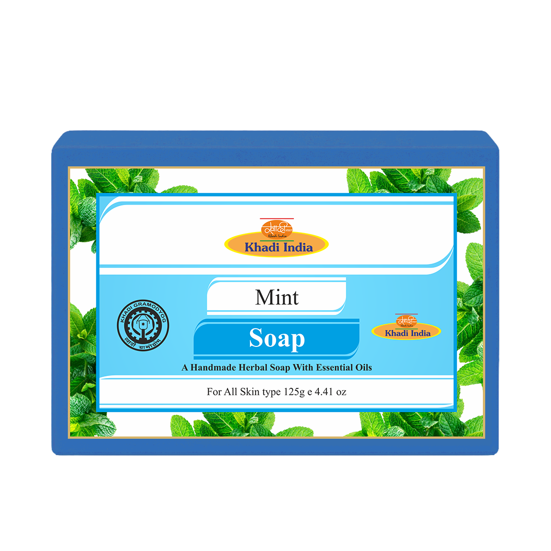Khadi Care Herbal Mint Soap for Refreshing & Cooling Bath - 125g