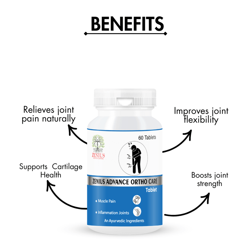 Zenius Advance Ortho Care Tablets - for Joint and Bone Health Tablets for Pain Relief, Mobility, and Strength - 60 Tablets