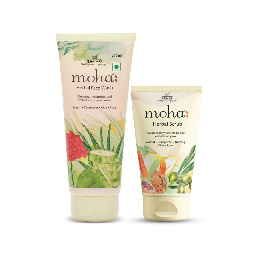 moha: Herbal Face Wash & Scrub Combo (Cleanse, Exfoliate & Glow Duo)