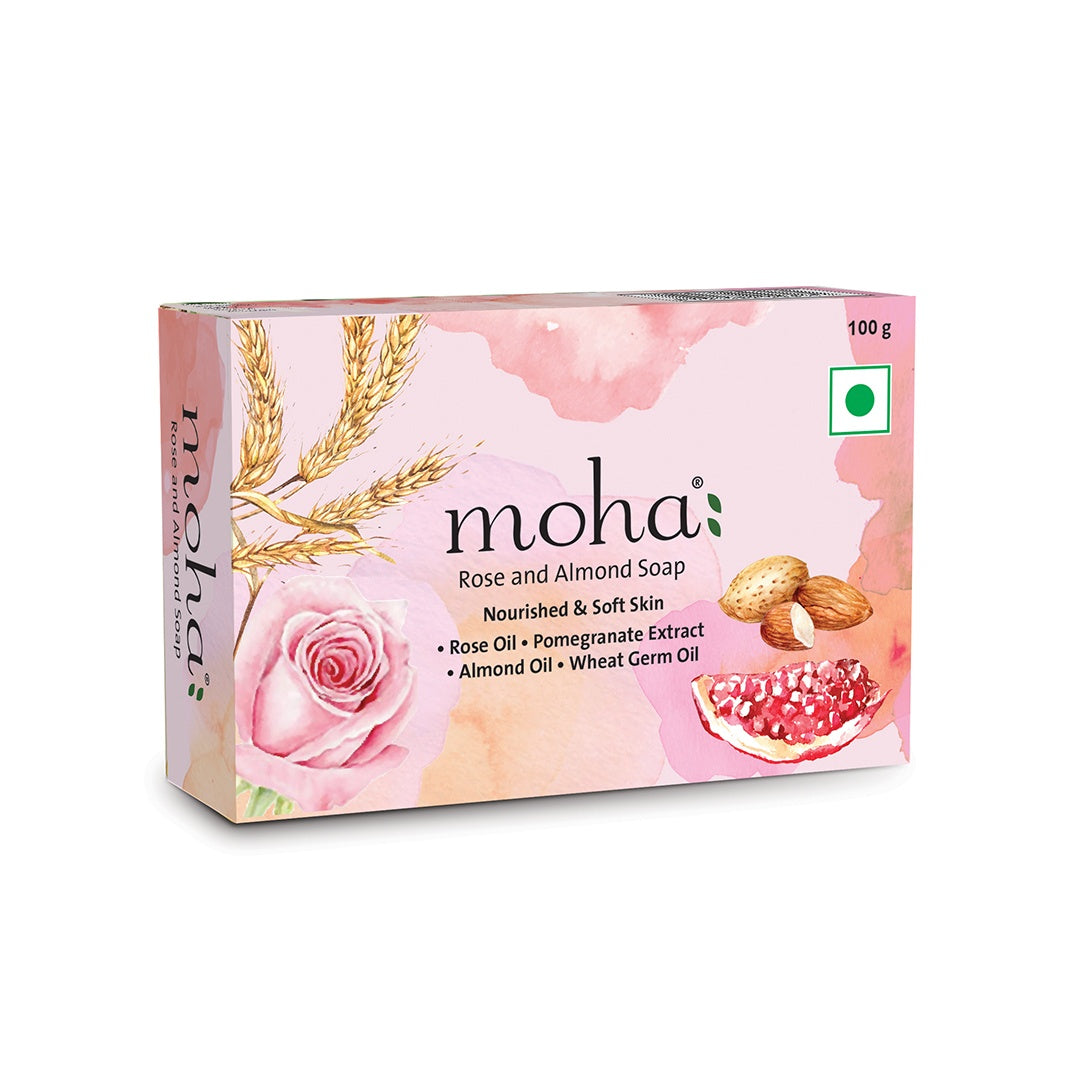 moha: Rose & Almond Soap - Dry Skin Bathing Bars