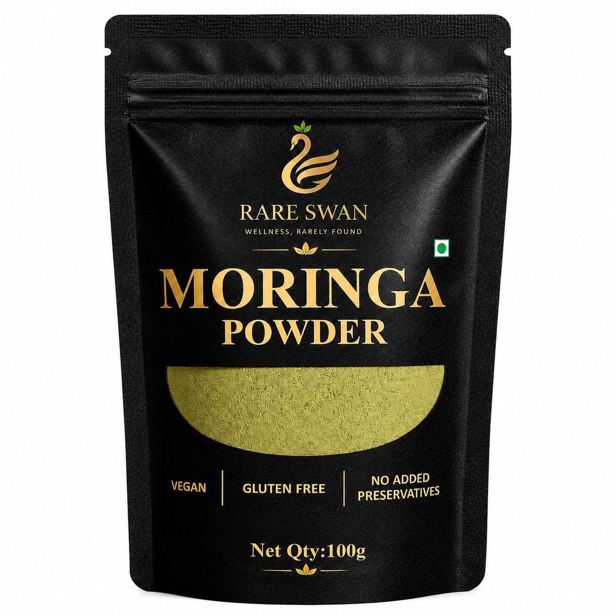 Rare Swan Moringa Leaf Powder 100g | Moringa Oleifera | Drumstick Leaf Powder | Natural Plant-Based Superfood | Fine & Easy to Mix | Resealable Pouch
