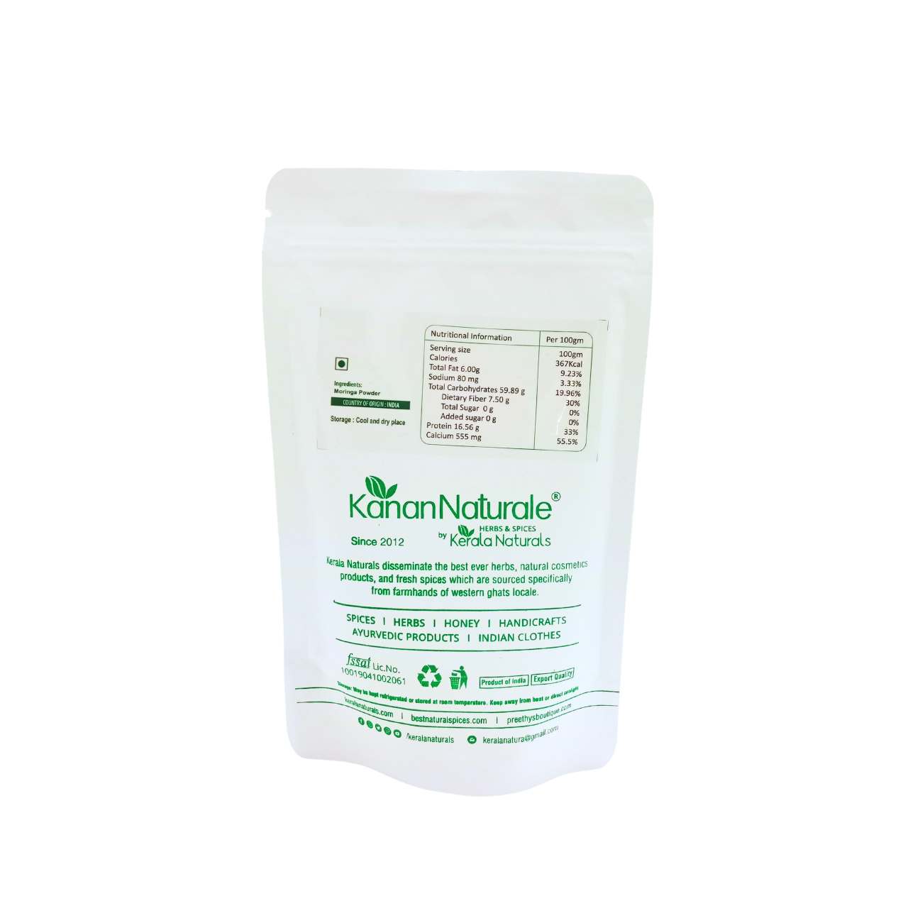 Kerala Naturals Moringa Leaves Powder 100g - Pure Drumstick Leaves Weight Loss Superfood
