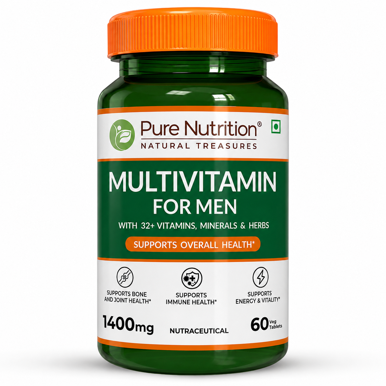 Pure Nutrition Multivitamin for Men Tablet | For Healthy Bones & Immunity - 60 Tablets