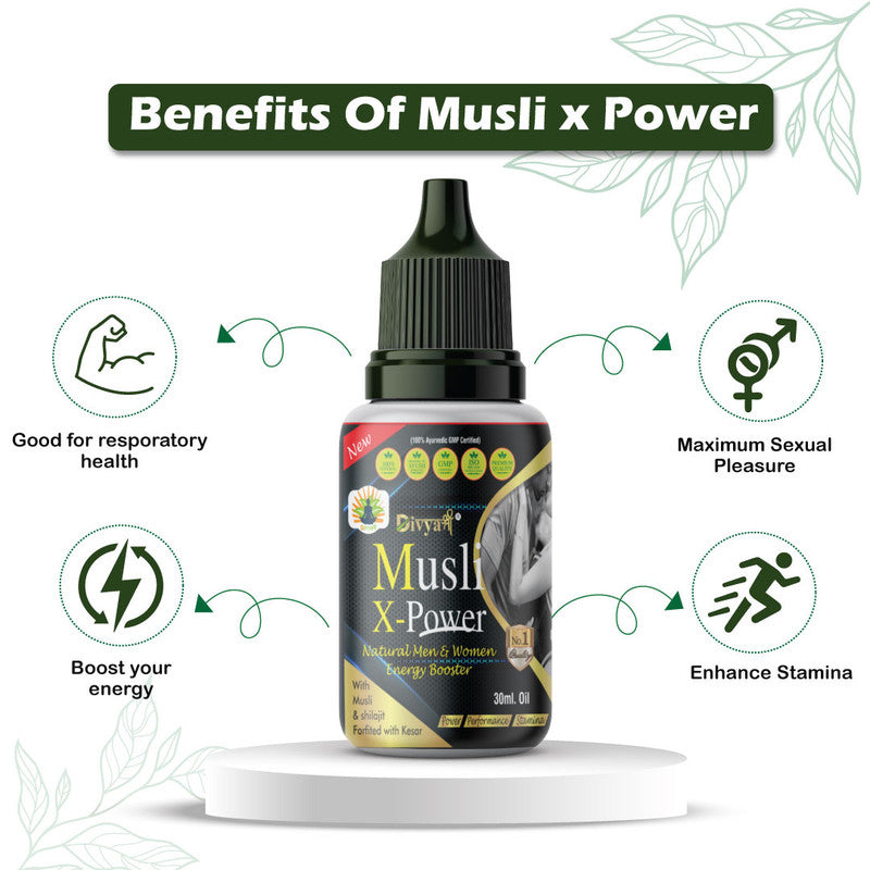 Divya Shree Musli X-Power Oil Helps To Increase Male Energy | Sexual Wellness Oil for Long Time | Double Power 30ml Oil Jeevan Care Ayurveda
