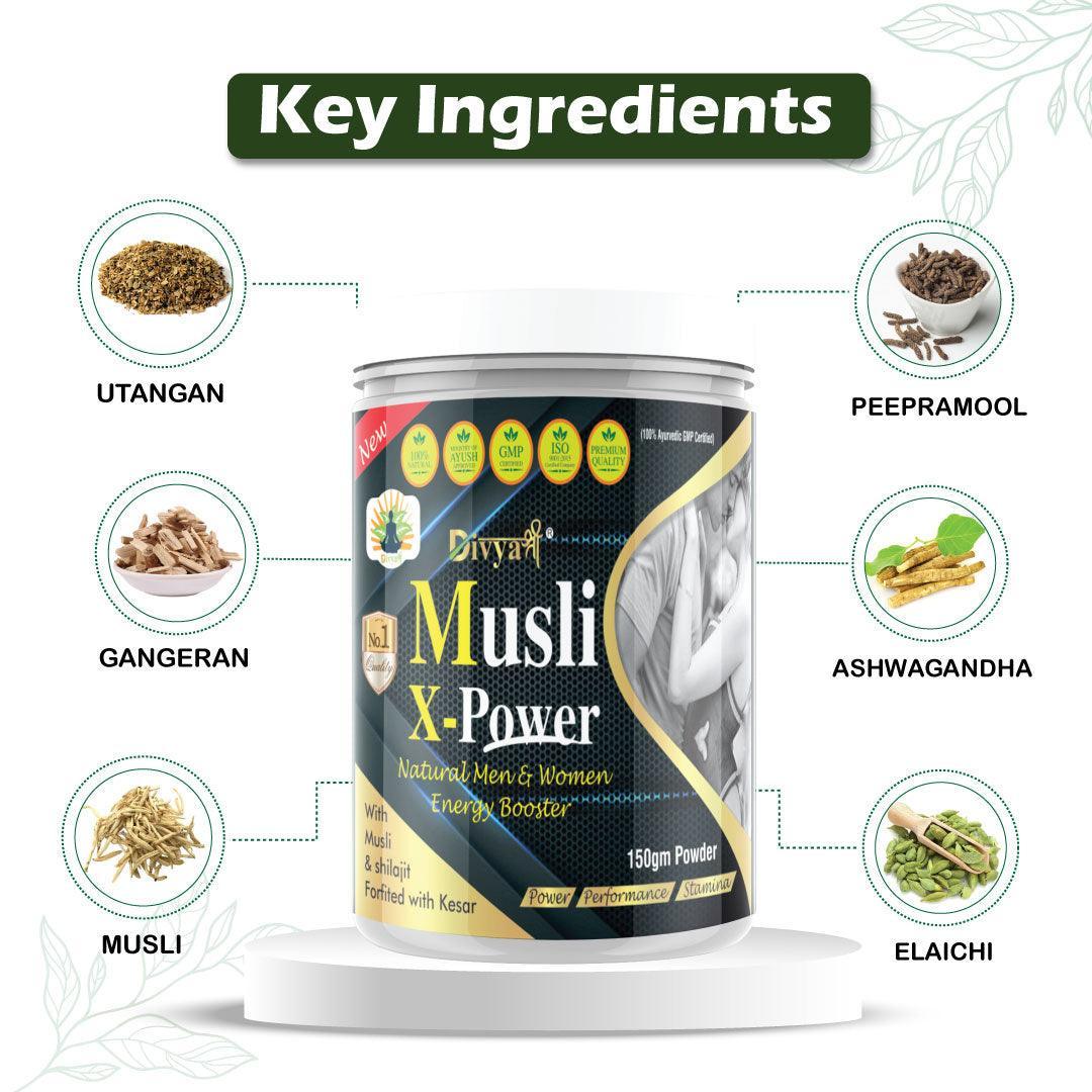 Divya Shree Musli X-Power Powder for Sexual Weakness | Made With Pure Safed Musli For Strength And Stamina 150gm, Jeevan Care Ayurveda