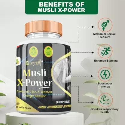 Divya Shree Musli X-Power Capsule Long Lasting Erection for Men, Increases Male Libido & Sex Stamina Men's Health 60 Capsule Jeevan Care Ayurveda