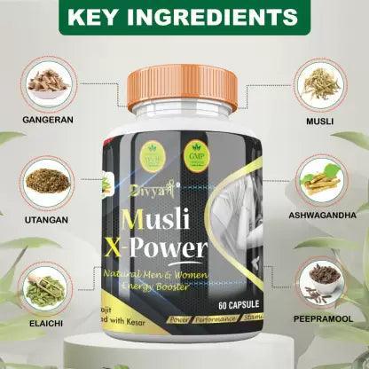 Divya Shree Musli X-Power Capsule Long Lasting Erection for Men, Increases Male Libido & Sex Stamina Men's Health 60 Capsule Jeevan Care Ayurveda