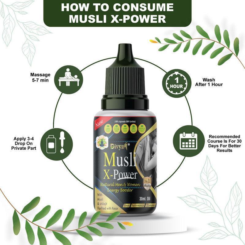 Divya Shree Musli X-Power Oil Helps To Increase Male Energy | Sexual Wellness Oil for Long Time | Double Power 30ml Oil Jeevan Care Ayurveda