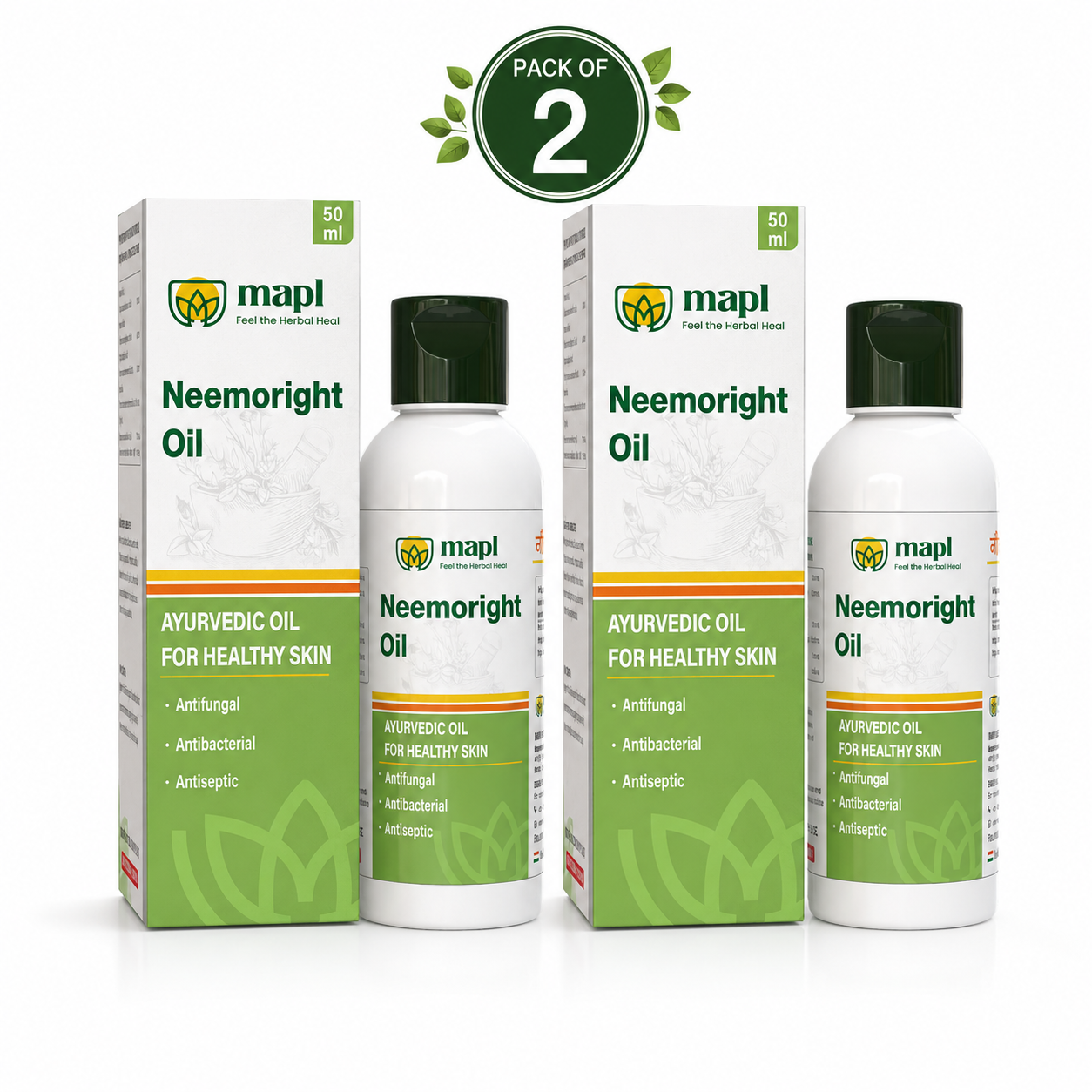 MAPL Neemoright Oil 50ml Pack of 2 | Cold Pressed Neem Oil | Hair, Skin & Scalp Care
