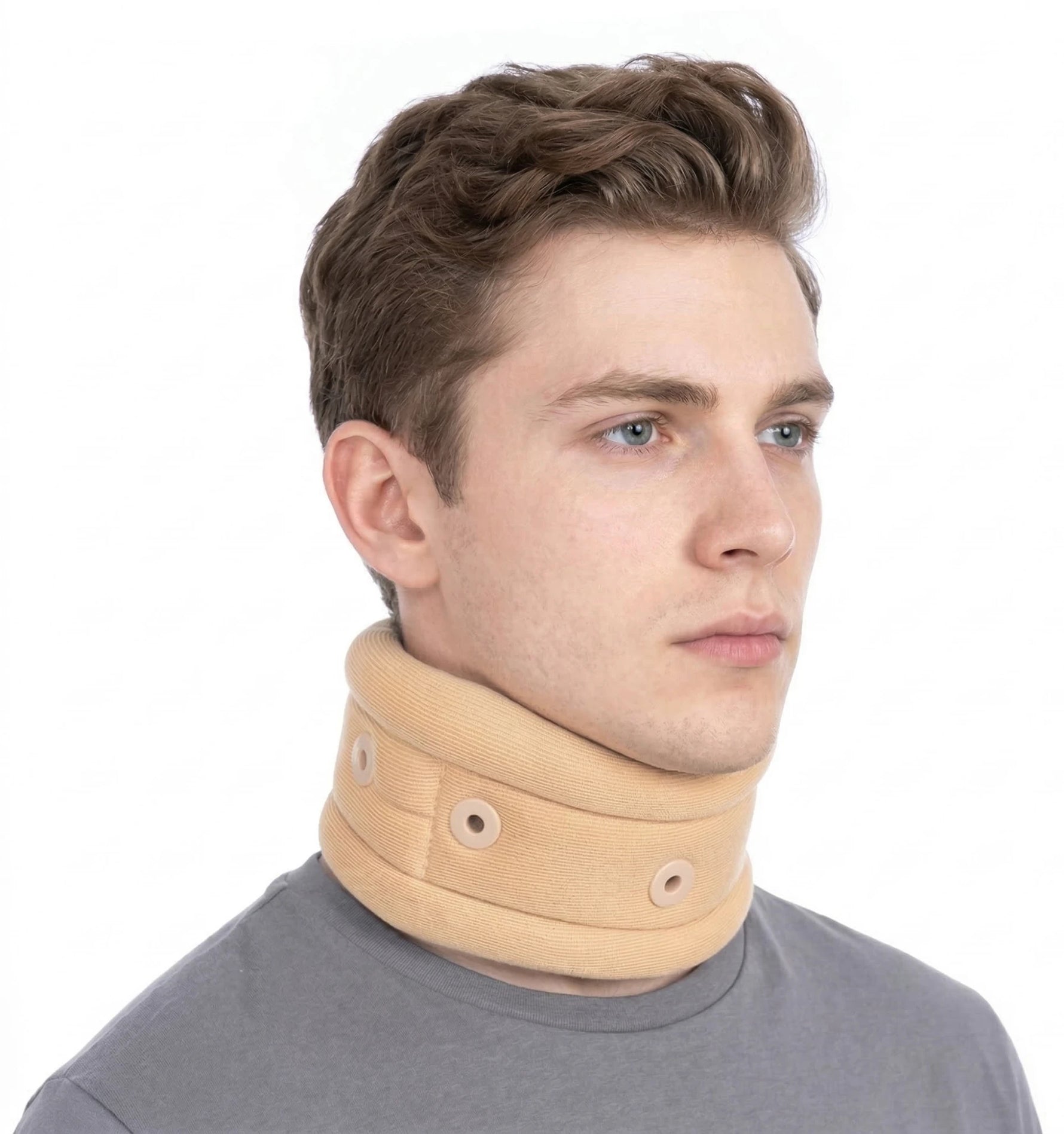 Novalife Eyelets Cervical Collar Neck Support for Pain Relief & Stability, Men & Women Neck Support (Beige)