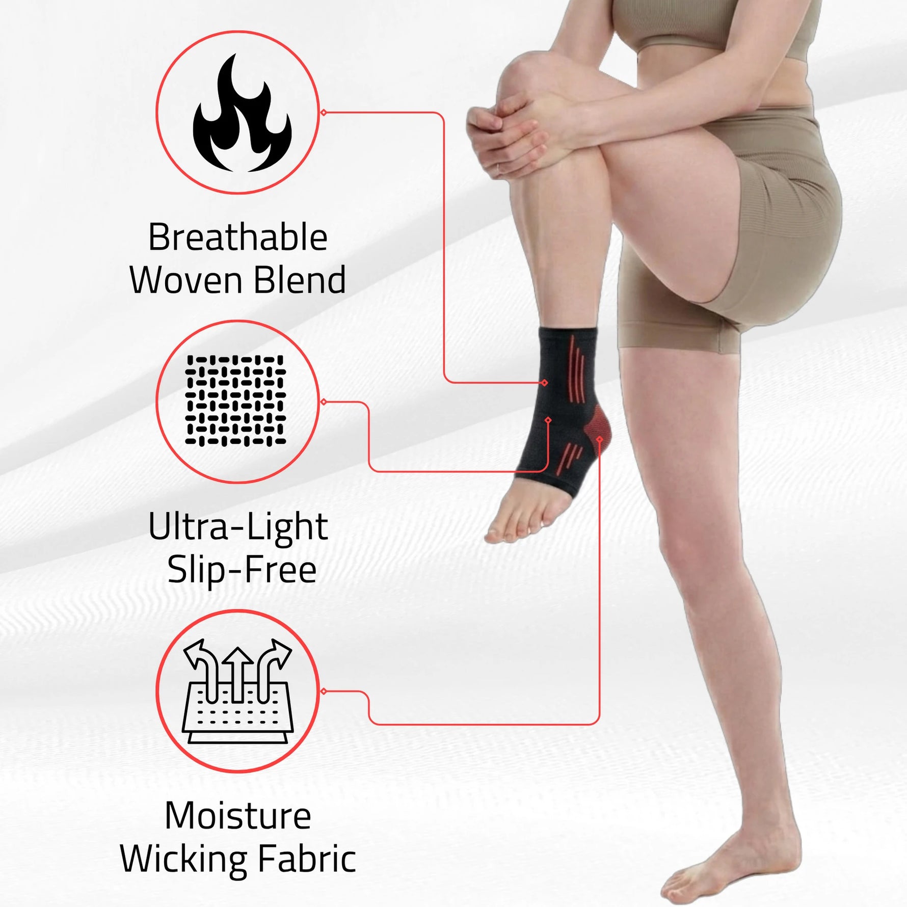 Novalife Premium Breathable & Stretchable Ankle Support Sleeve for Men & Women – 1 Pair Ankle Support