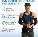 Novalife Premium Elbow Support Brace | Compression Sleeve for Tennis Elbow (Pack of 2) Elbow Support (Black, Red)
