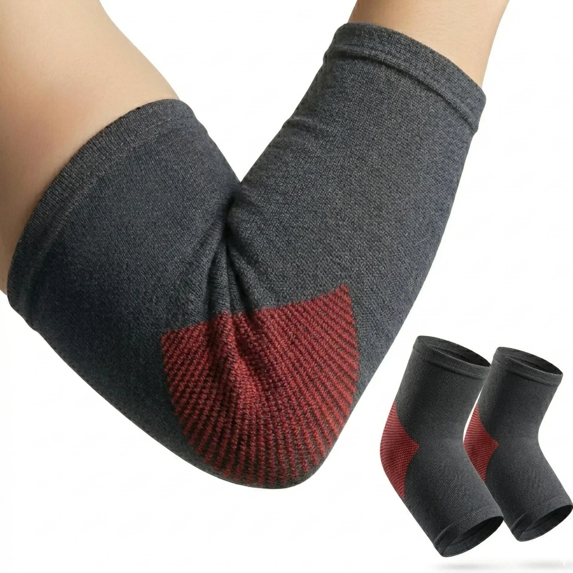 Novalife Premium Elbow Support Brace | Compression Sleeve for Tennis Elbow (1 Pair) Elbow Support (Black, Red)