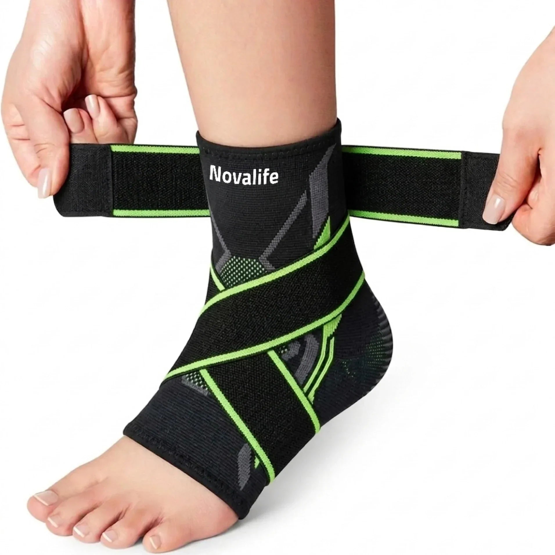 Novalife Sports Ankle Support | Breathable, Stretchable Ankle Sleeve Men Women Ankle Support (Black, Green)