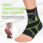 Novalife Sports Ankle Support | Breathable, Stretchable Ankle Sleeve Men Women Ankle Support (Black, Green)