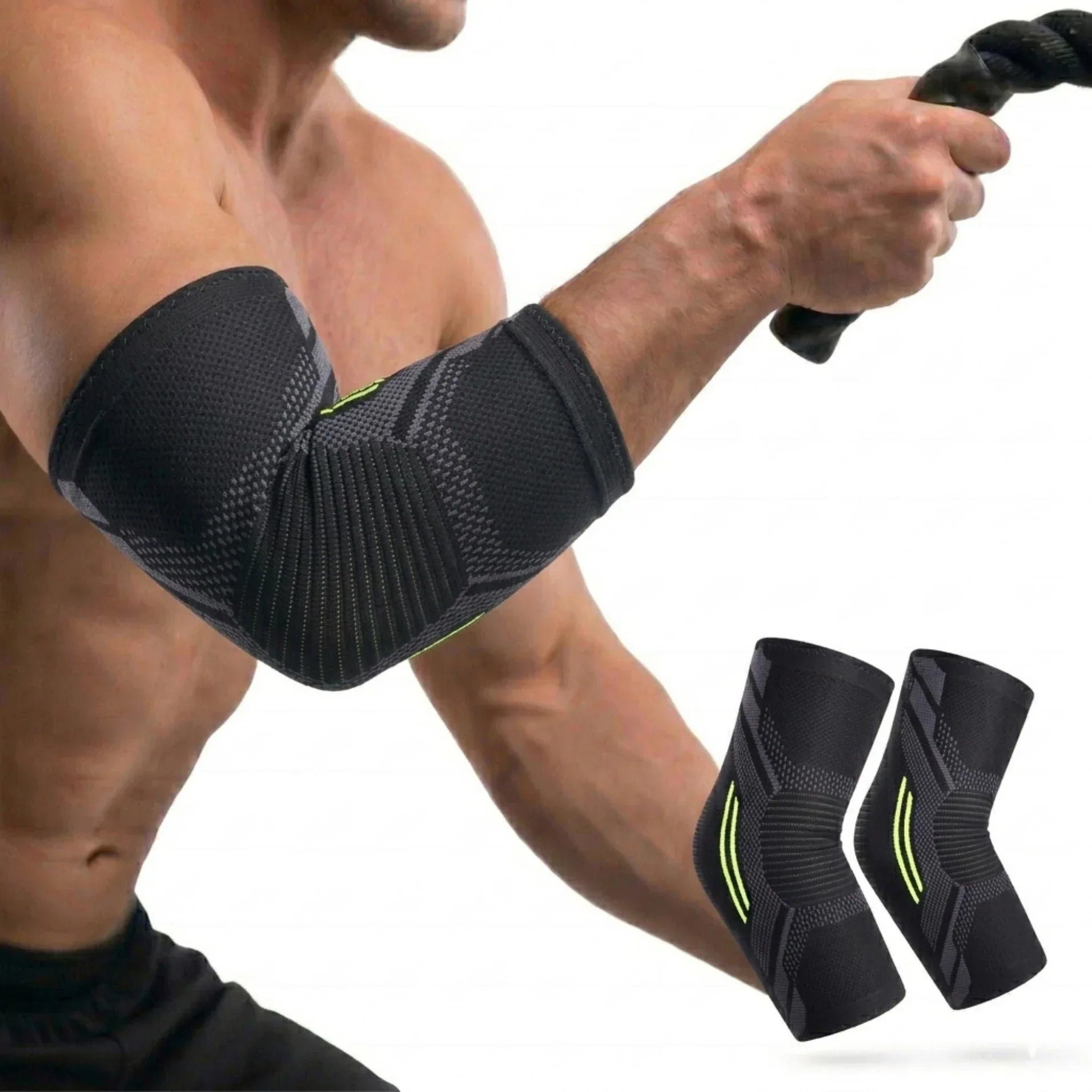 Novalife Sports Elbow Support Brace | Compression Sleeve for Tennis Elbow (Pack of 2) Elbow Support (Black, Green)