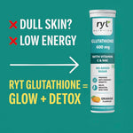 Ryt Nutrition Glutathione (600mg), 30 Effervescent Tablets (Orange Flavour), With Vitamin C & NAC | For Skin Health For Men & Women, Detoxification, And Immunity Booster