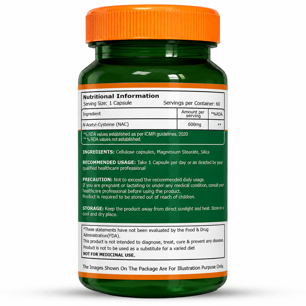 Pure Nutrition NAC N-Acetyl L-Cysteine 600mg – 60 Veg Capsules for Antioxidant & Liver Support