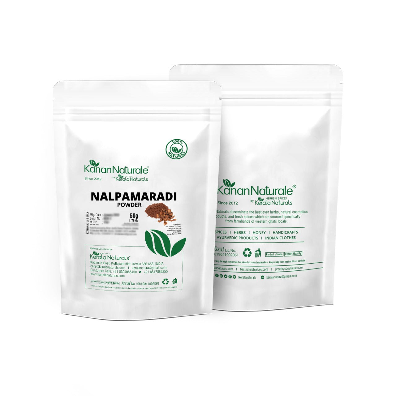 Kerala Naturals Nalpamaradi Powder 50g - Ayurvedic Skin Brightening Pack