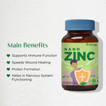 ZEROHARM Zinc Tablets from Guava Leaves Extract - 600mg per Serving - High Absorption Nano Formulated Zinc For Immunity, Skin, Hair, Bone, Vision & Cognitive Health - For Men & Women - 60 Veg Tablets