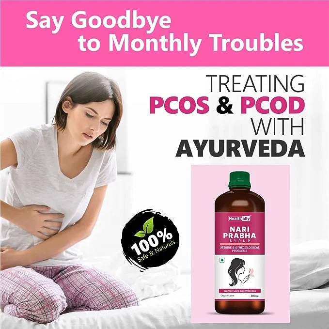 Healthally Nari Prabha Syrup for Periods | Ayurvedic Tonic for Irregular Periods, Body Cramps & White Discharge