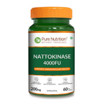 Pure Nutrition Nattokinase 4000 FU 200mg 60 Veg Capsules | Fermented Soy Natto Extract Enzyme | Cardiovascular & Circulation Support Supplement | High Potency Fibrinolytic Formula
