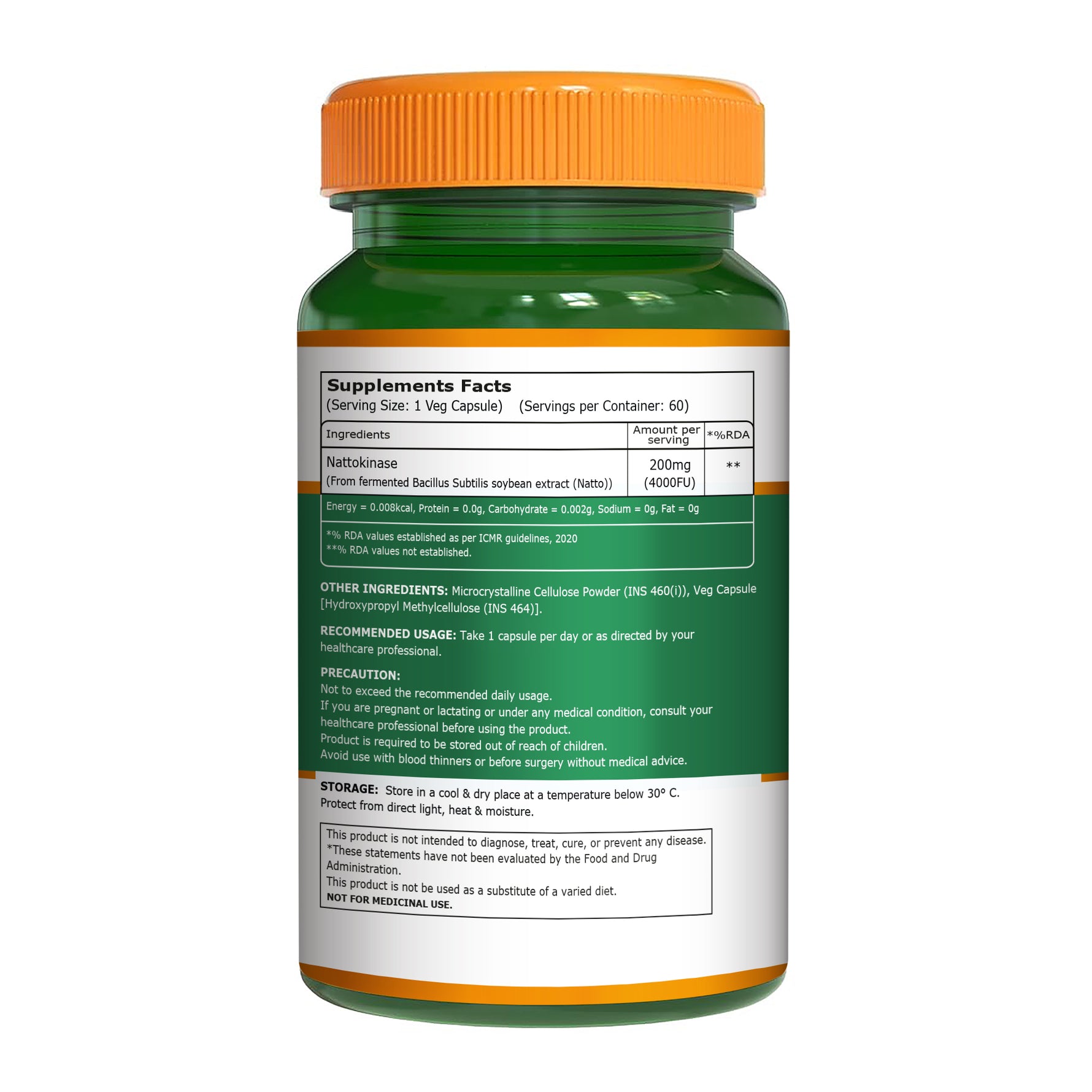 Pure Nutrition Nattokinase 4000 FU 200mg 60 Veg Capsules | Fermented Soy Natto Extract Enzyme | Cardiovascular & Circulation Support Supplement | High Potency Fibrinolytic Formula
