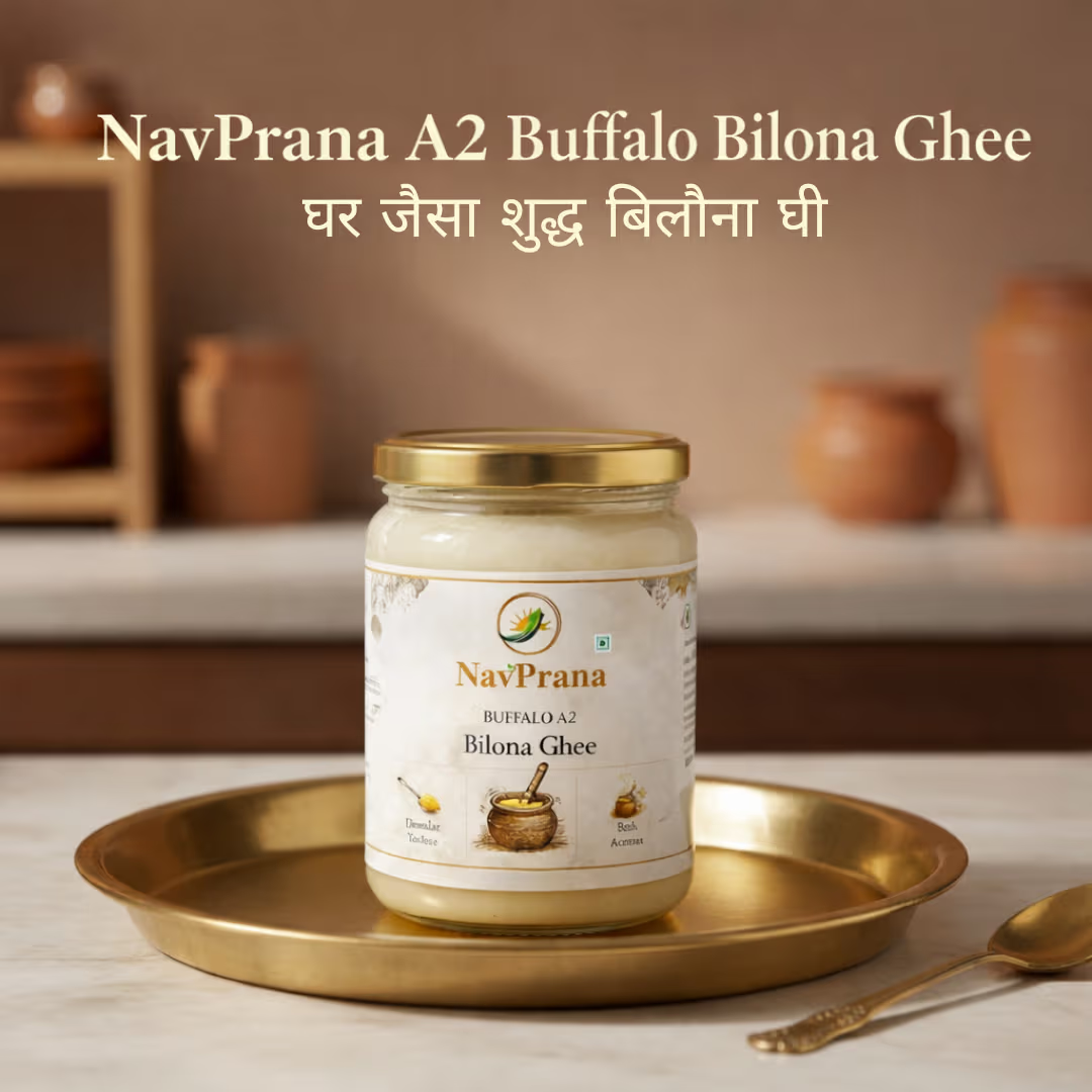 NavPrana Organics Buffalo A2 Bilona Ghee (500 ml)