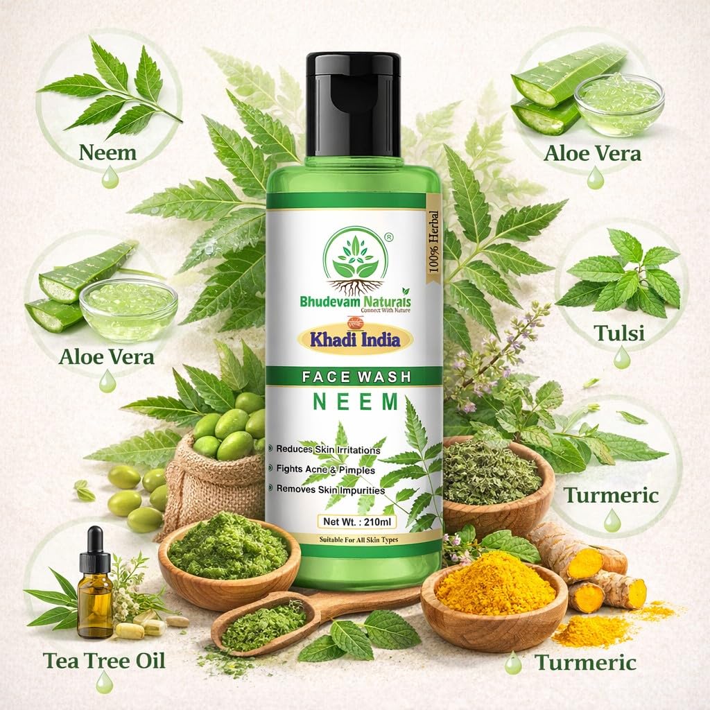 Bhudevam Naturals Khadi Neem Face Wash for Clear & Healthy Skin – 210ML