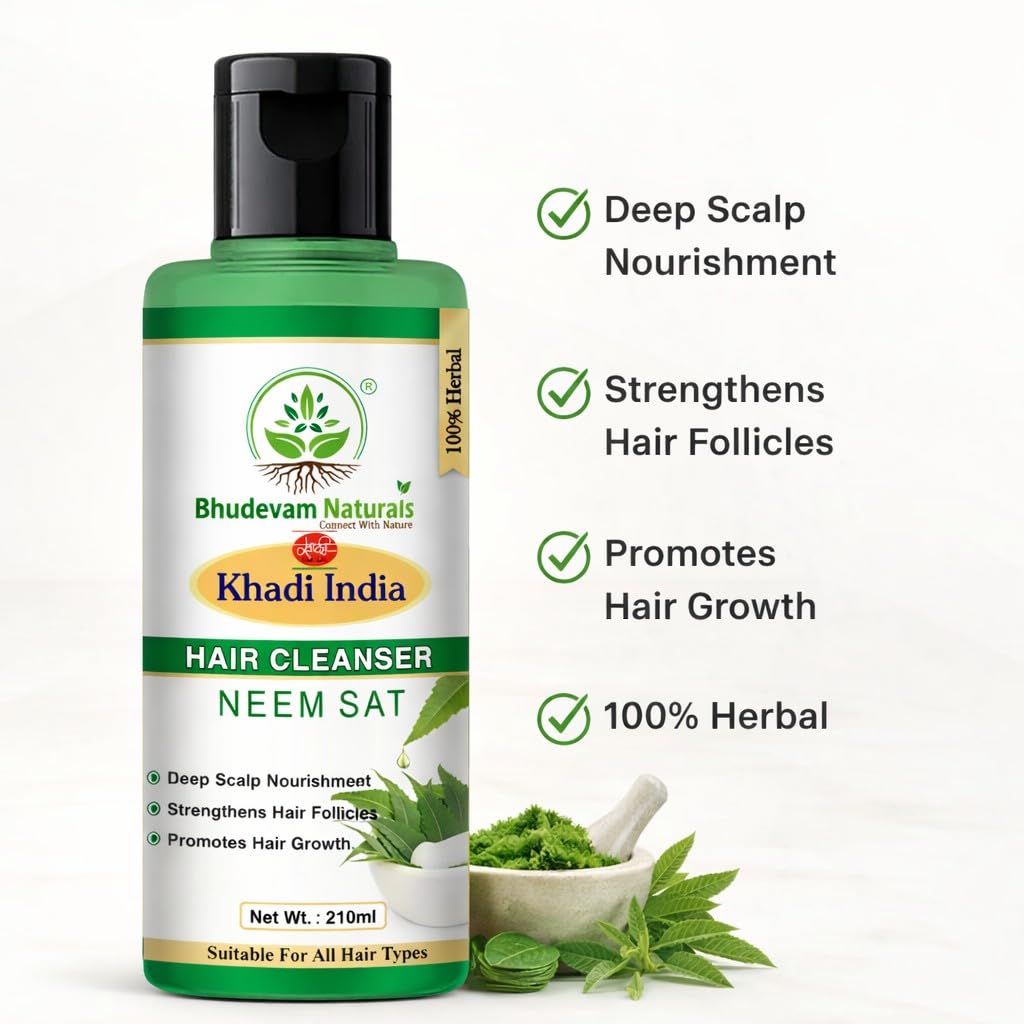 Bhudevam Naturals Khadi Neem Sat Hair Shampoo – Oil Control & Anti-Itch Scalp Treatment- 210ML