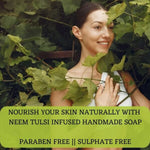 Bansiwala Khadi Neem Tulsi Soap | Anti-Bacterial Natural Soap | Face & Body Cleanser for Acne, Pimple