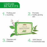 Bansiwala Khadi Neem Tulsi Soap | Anti-Bacterial Natural Soap | Face & Body Cleanser for Acne, Pimple