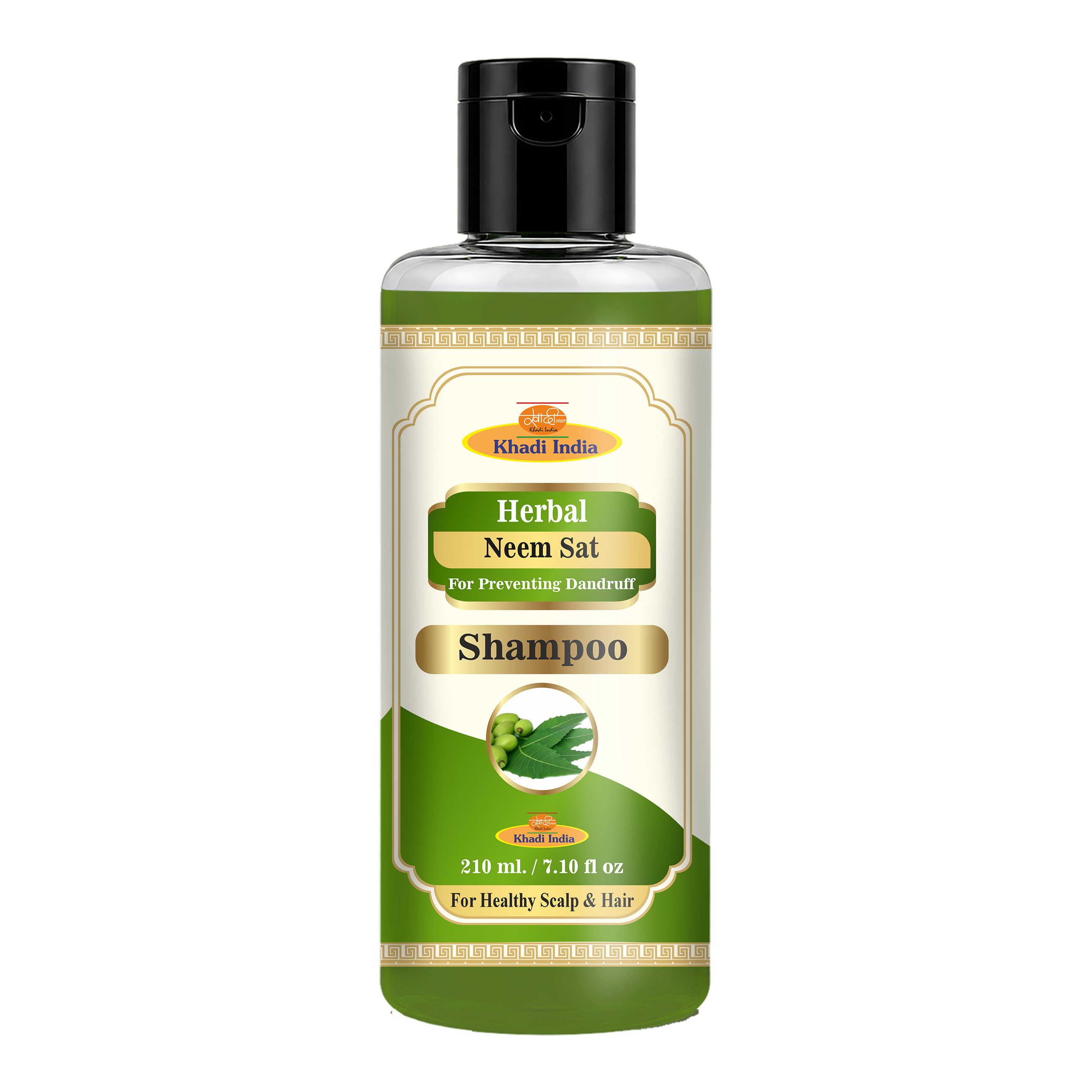 Khadi Care Herbal Neem Sat Shampoo - Intensive Anti-Dandruff & Scalp Relief - 210ml