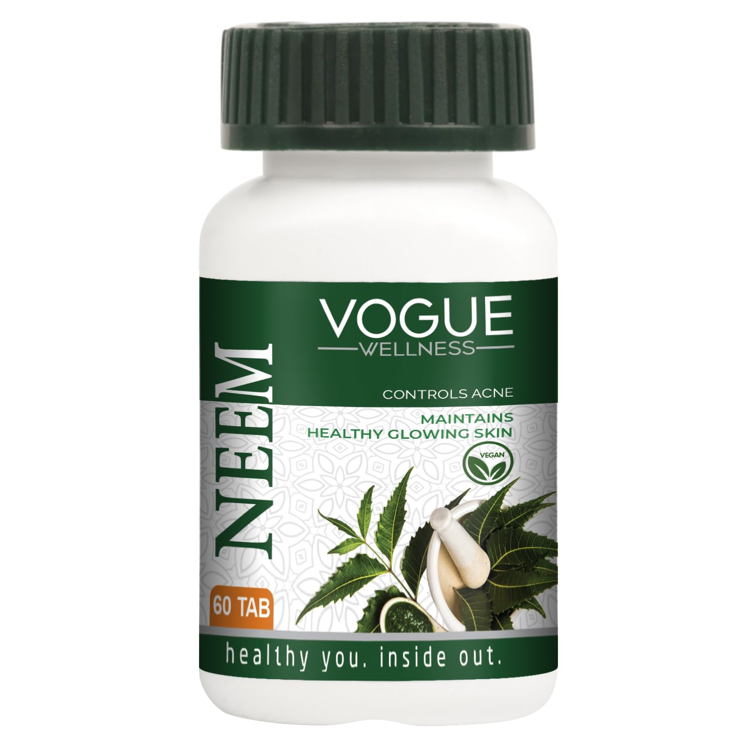 Vogue Wellness Neem Tablets | Neem (Azadirachta Indica) Leaf Extract | Ayurvedic Herbal Supplement for Skin Wellness, Antioxidant Support, Immunity & Daily Detox Wellness | 60 Vegetarian Tablets