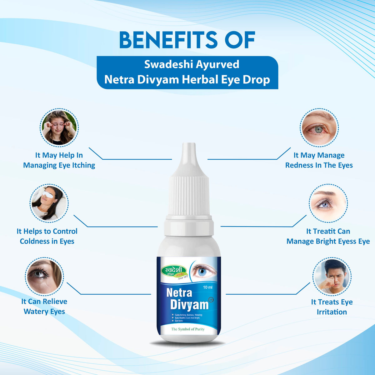 Pack of 2 Netra Divyam 10ml Eye Drop for Eye Care, Helps Soothe Eye Itching, Irritation, Redness.