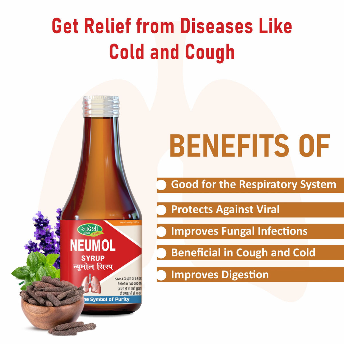 Pack of 2 Neumol Syrup 200ml Cough & Cold.