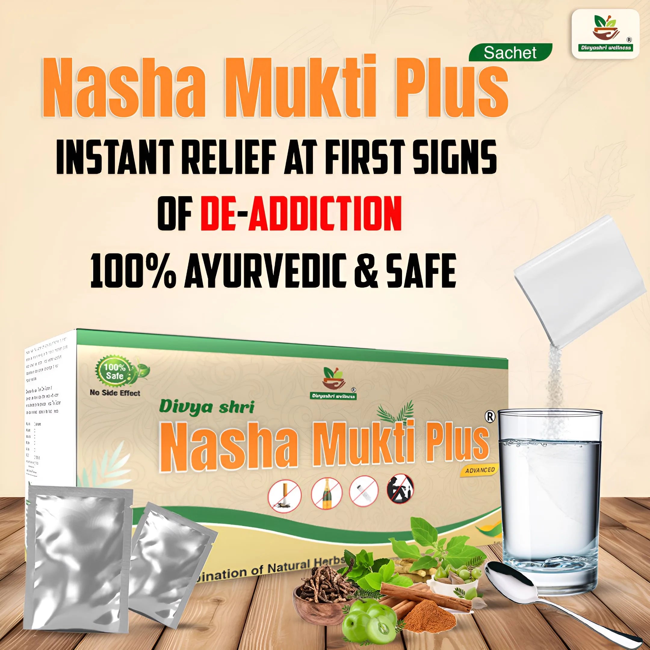 Divyashri Wellness Nasha Mukti Powder | Stop Drinking Alcohol | Anti-smoking Supplement | Quit Heroin, Opium & Drugs