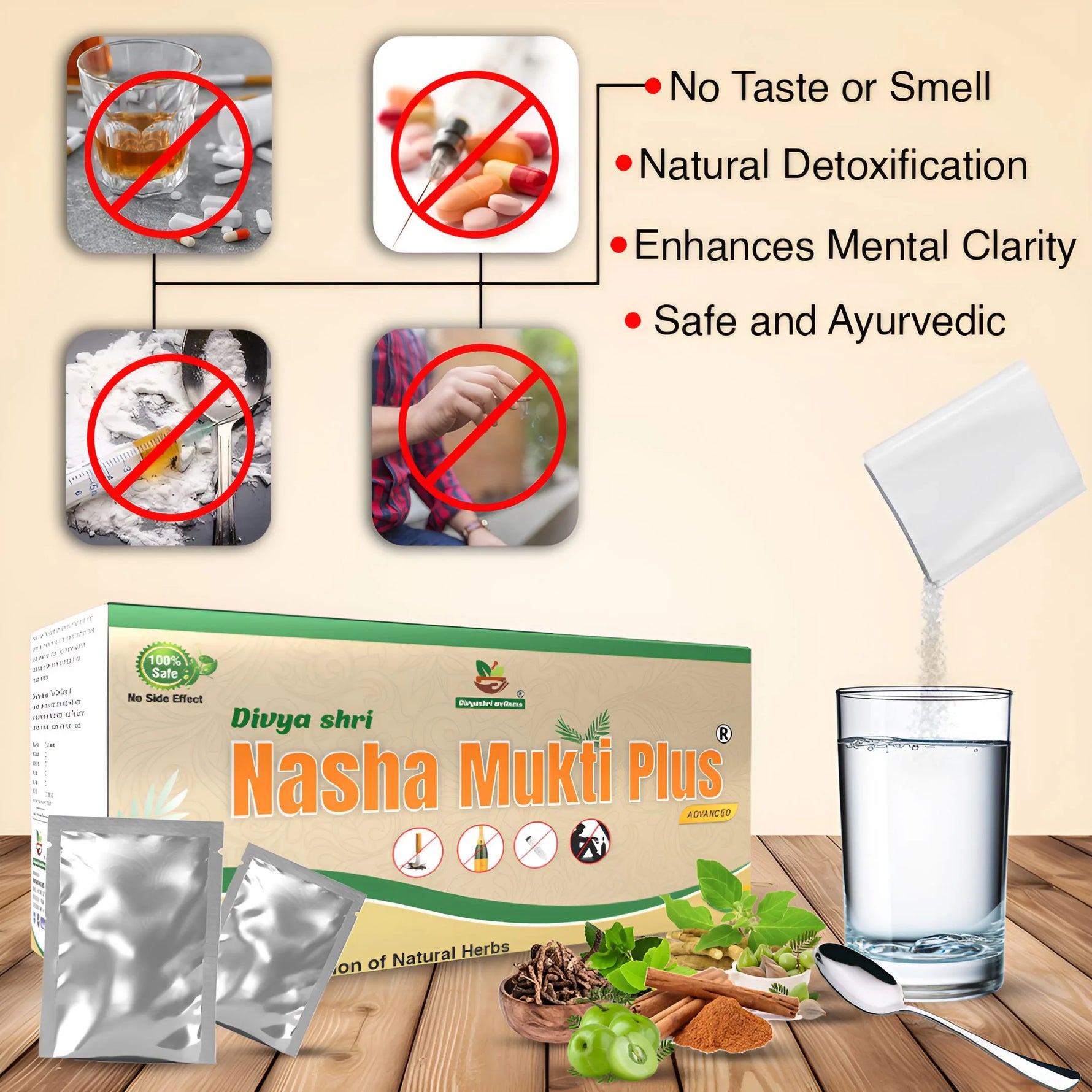 Divyashri Wellness Nasha Mukti Powder | Stop Drinking Alcohol | Anti-smoking Supplement | Quit Heroin, Opium & Drugs