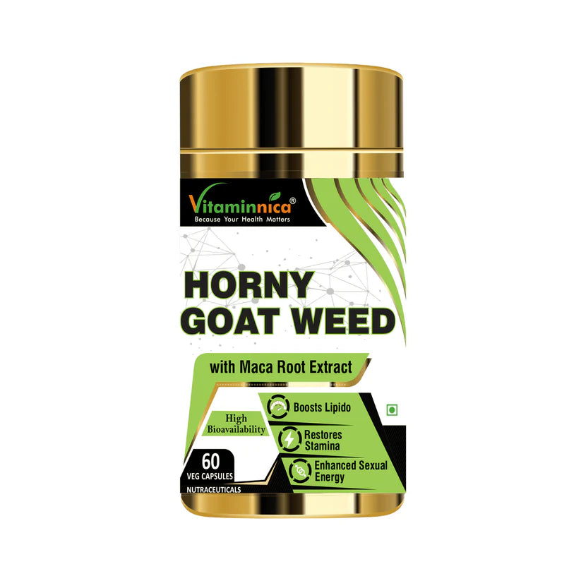 Vitaminnica Horny Goat Weed with Maca Root Capsules - Strength, Stamina & Performance Booster, 60 Count