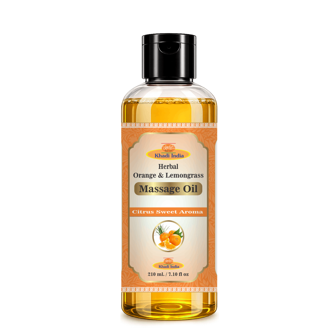 Khadi Care Orange & Lemongrass Massage Oil - 210ml Mineral Oil & Paraffin Free