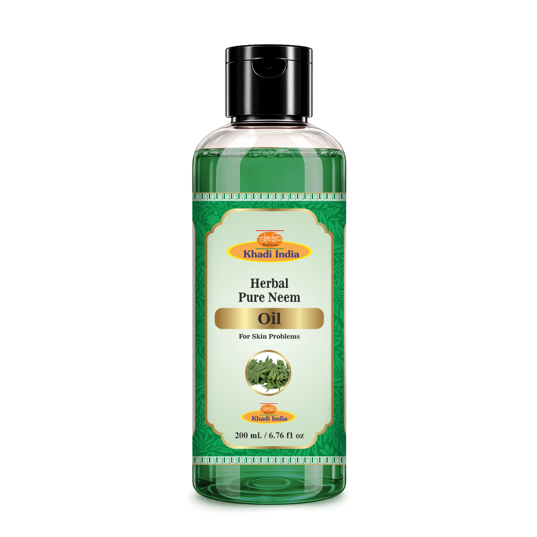 Khadi Care Cold Pressed Neem Oil (210ml) - Natural Relief for Acne & Dandruff