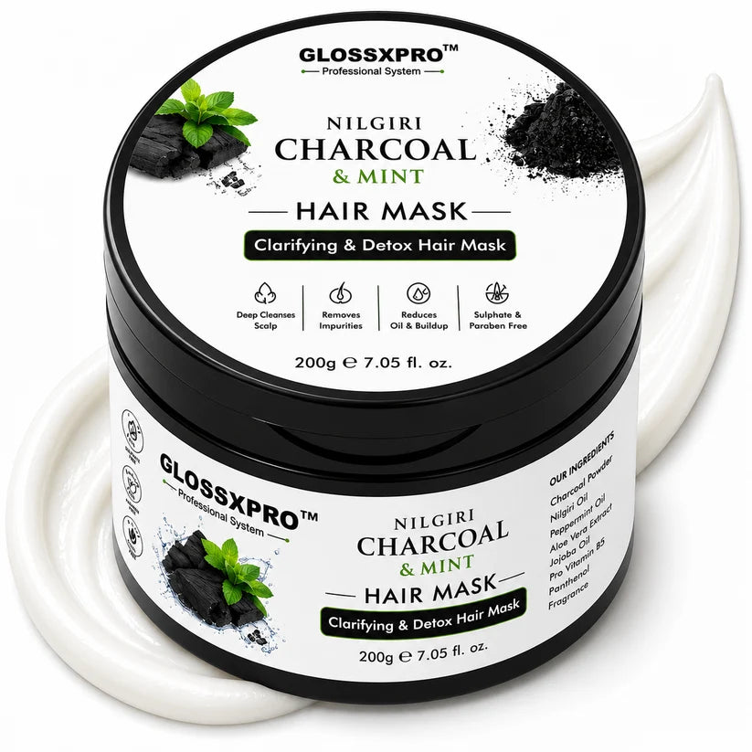GLOSSXPRO Professional System Nilgiri Charcoal & Mint Hair Mask 200g