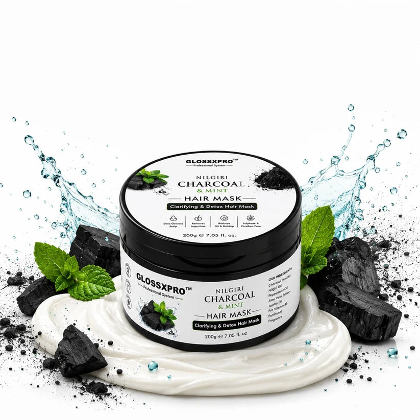 GLOSSXPRO Professional System Nilgiri Charcoal & Mint Hair Mask 200g