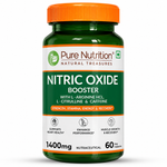 Pure Nutrition Nitric Oxide Booster – L-Arginine HCL, L-Citrulline & Caffeine – Strength, Stamina, Energy & Recovery – 60 Veg Capsules