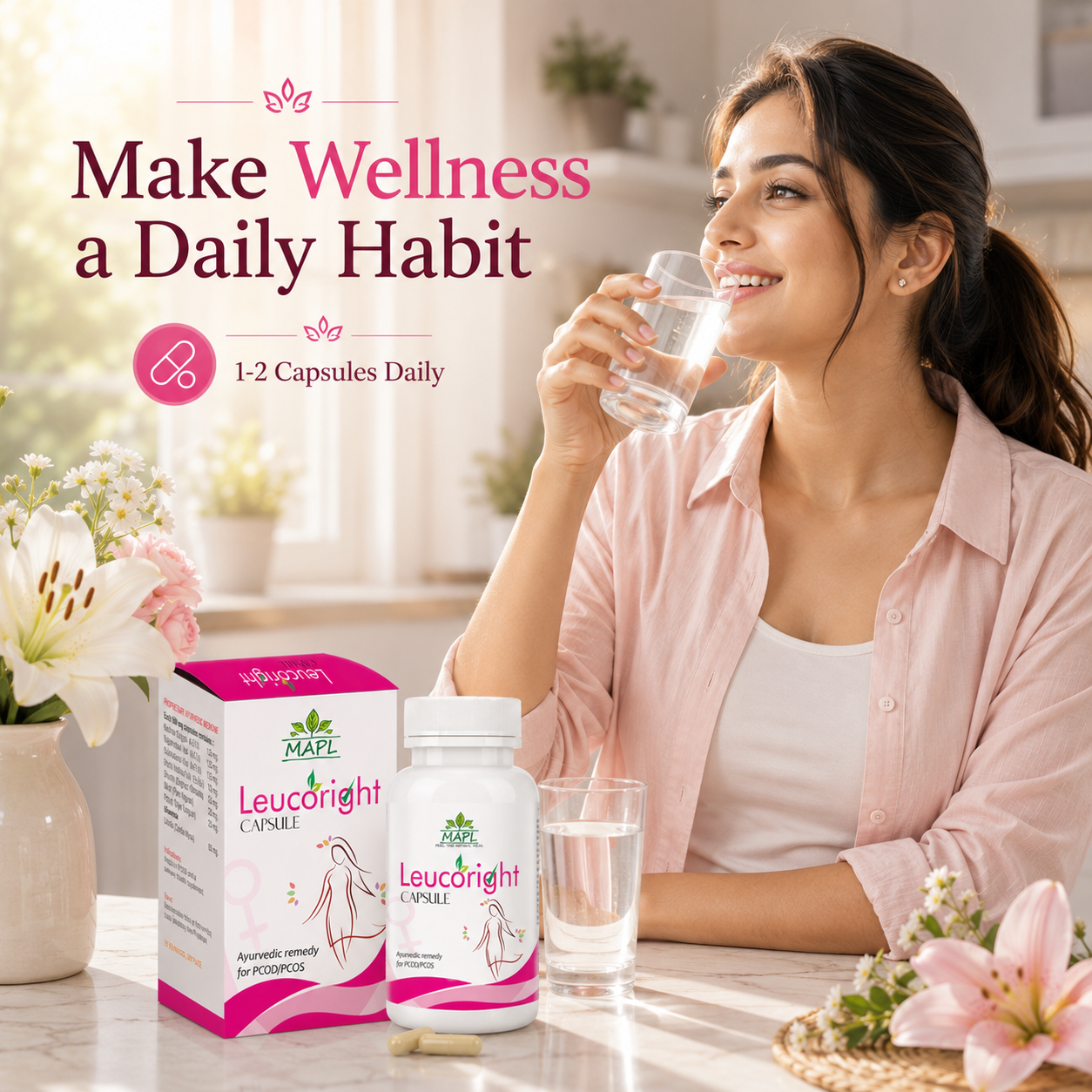 MAPL Leucoright Capsules 60 | Ayurvedic Women's Wellness | Vaginal Health & Hormonal Balance Support